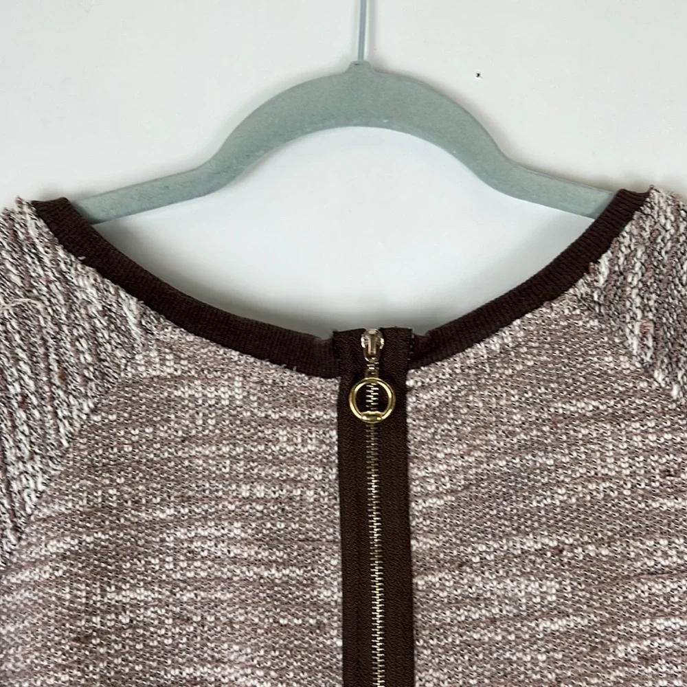 KUT FROM THE KLOTH pullover sweater mixed knit brown w/full back gold zi… - Picture 4 of 10